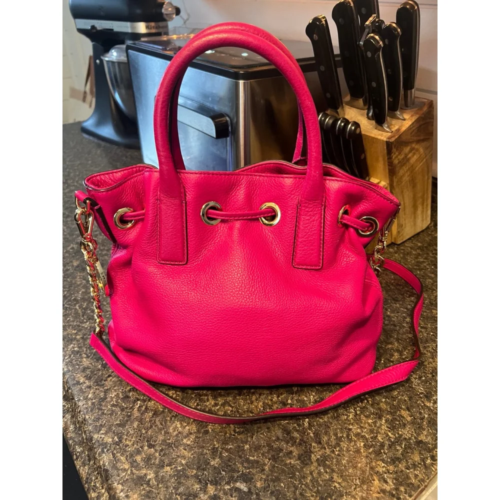 Michael Kors Camden Medium Leather Drawstring Satchel Bag - Picture 6 of 13